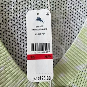 Tommy Bahama Mahana Long Sleeve Tropical Print V Neck in Lime Pop sz XS - NEW
